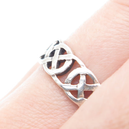 925 Sterling Silver Vintage Celtic Love Knot Band Ring Size 10