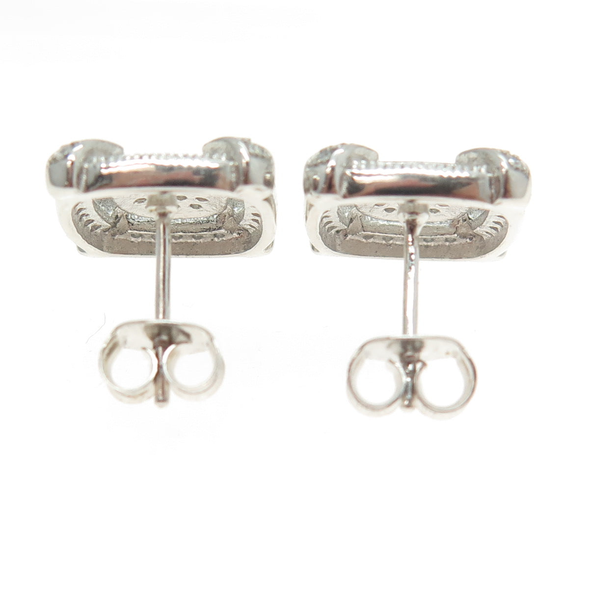 925 Sterling Silver Round-Cut C Z Sparkling Earrings