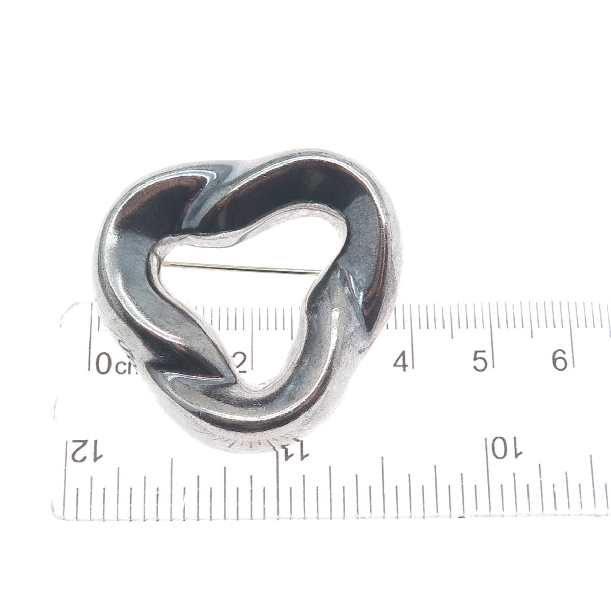 BARRA 925 Sterling Silver Vintage Trinity Oxidized Pin Brooch