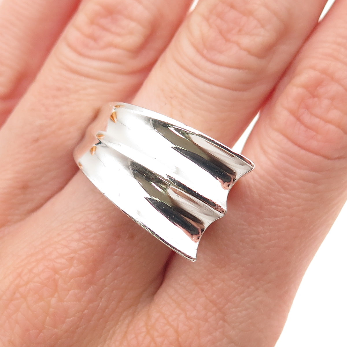 Joachim S'Paliu 925 Sterling Silver Vintage Spain Modernist Ring Size 7