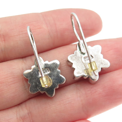 DOUG PAULUS 925 Sterling Silver Vintage Real Amethyst Flower Earrings