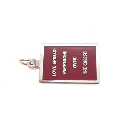925 Sterling Red Enamel Love Spread Pepperoni Over The Cheese Minimalist Pendant