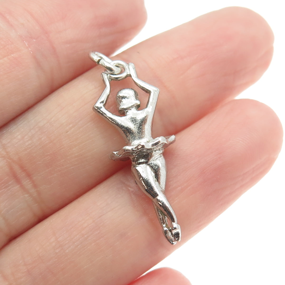 925 Sterling Silver Vintage Ballerina Dancer Girl 3D Pendant