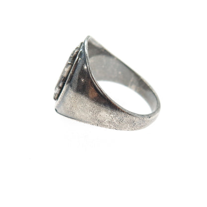 925 Sterling Silver Antique Art Deco Enamel College Fraternity Ring Size 8