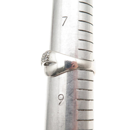 925 Sterling Silver Round-Cut C Z Crisscross Ring Size 8.25