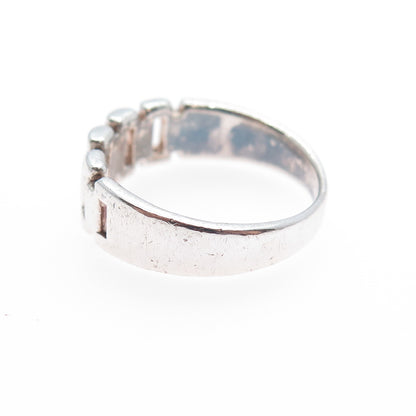 925 Sterling Silver Vintage Panther Link Oxidized Ring Size 7.25