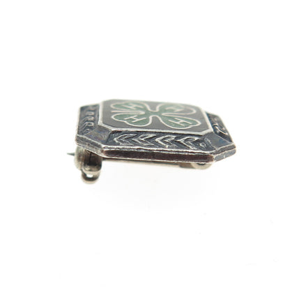 925 Sterling Silver Vintage 4-H Club 3rd Year Membership Achievement Pin Brooch