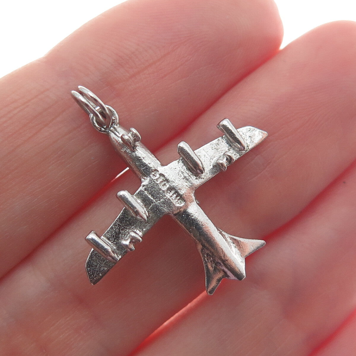 J.M. FISHER 925 Sterling Silver Vintage Airplane 3D Charm Pendant