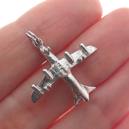 J.M. FISHER 925 Sterling Silver Vintage Airplane 3D Charm Pendant