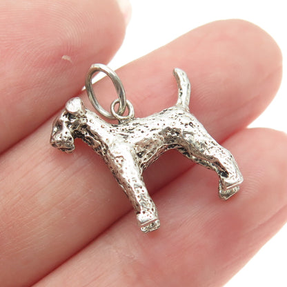 925 Sterling Silver Vintage Kerry Blue Terrier Dog Minimalist Charm Pendant