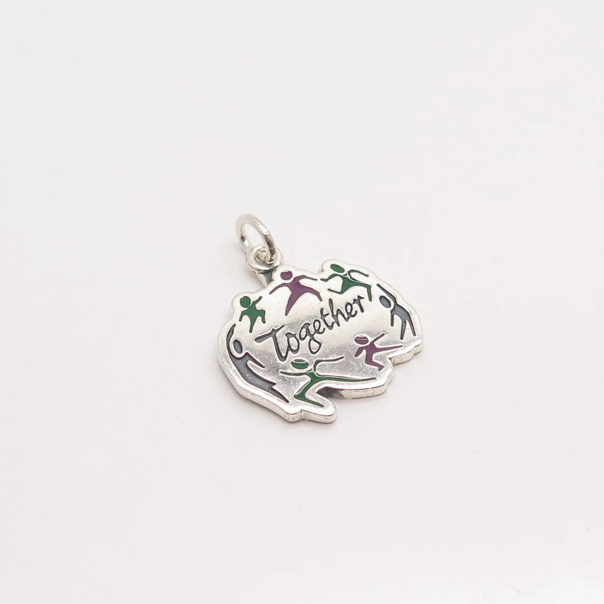 925 Sterling Silver Vintage Enamel ABWA "Together" Charm Pendant #30