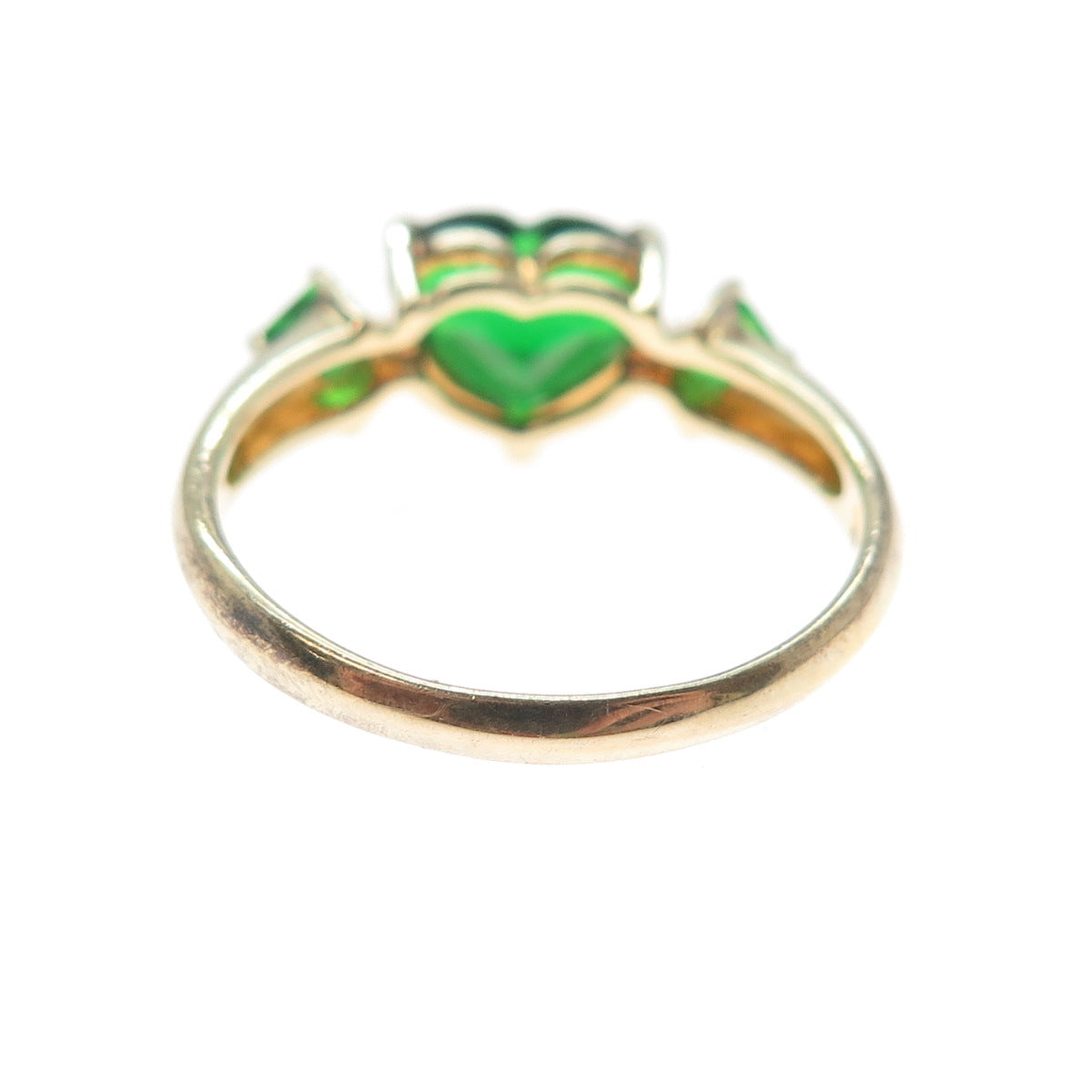 ROSS SIMONS 925 Sterling Gold Plated Real Chrome Diopside Heart Ring Size 10.25