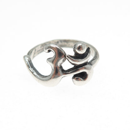 925 Sterling Silver Vintage Om Mantra Oxidized Ring Size 8.25