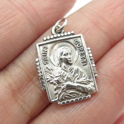 BLI 925 Sterling Silver Antique Art Deco St. Goretti Religious Pendant