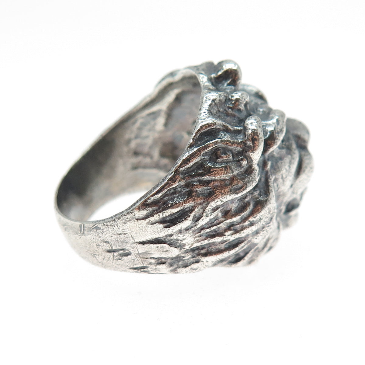 925 Sterling Silver Vintage Mexico Lion Oxidized Ring Size 8