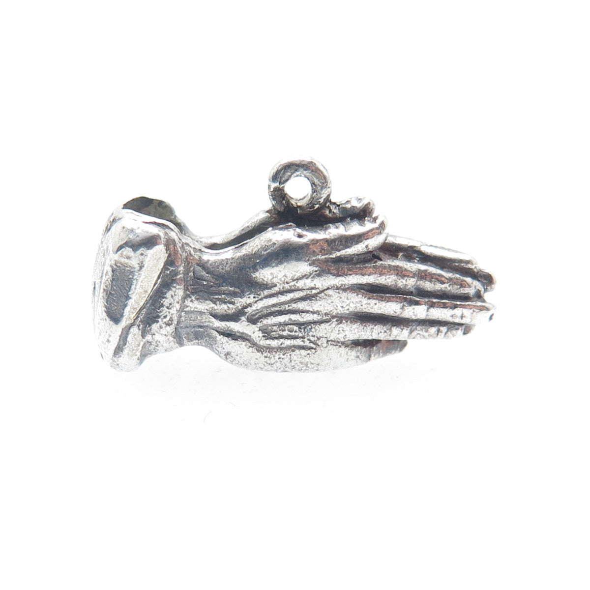 HAYWARD 925 Sterling Antique Stanhope Prayer Hands Oxidized Minimalist Pendant