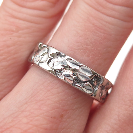 Lisa Lee Creations Sterling Silver Vintage Nugget Oxidized Band Ring Size 7.75