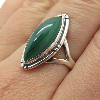 JAMES McCabe Navajo Old Pawn 925 Sterling Vintage Malachite Ring Size 7.5