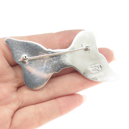 925 Sterling Silver Vintage Mexico Puffy Ribbon Bow Pin Brooch