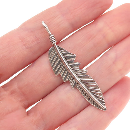 Old Pawn 925 Sterling Silver Vintage Southwestern Feather Tribal Charm Pendant