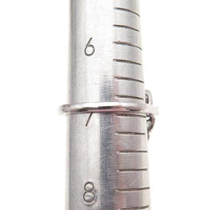 925 Sterling Silver Real Lapis Lazuli & C Z Cluster Ring Size 7