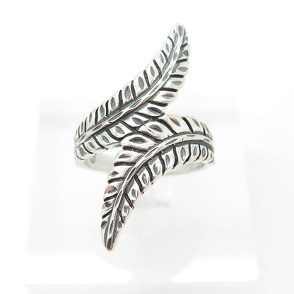 925 Sterling Silver Vintage Leaf Overlap Statement Ring Size 6.75