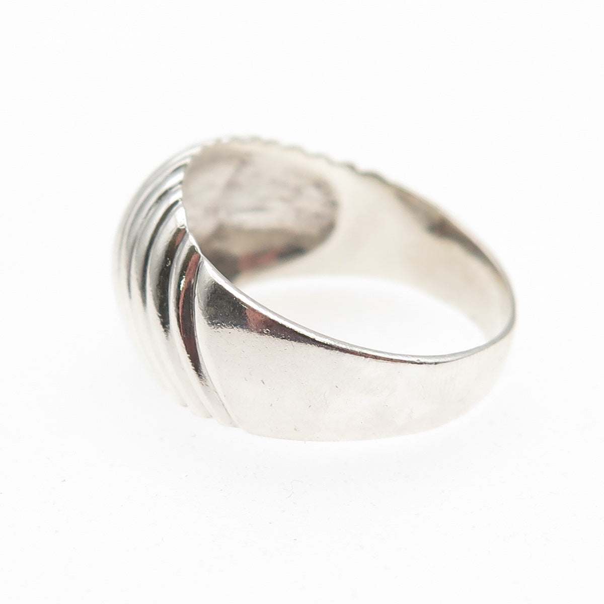 Chapal Zenray 925 Sterling Silver Vintage Modernist Ribbed Ring Size 8.25