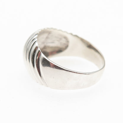 Chapal Zenray 925 Sterling Silver Vintage Modernist Ribbed Ring Size 8.25