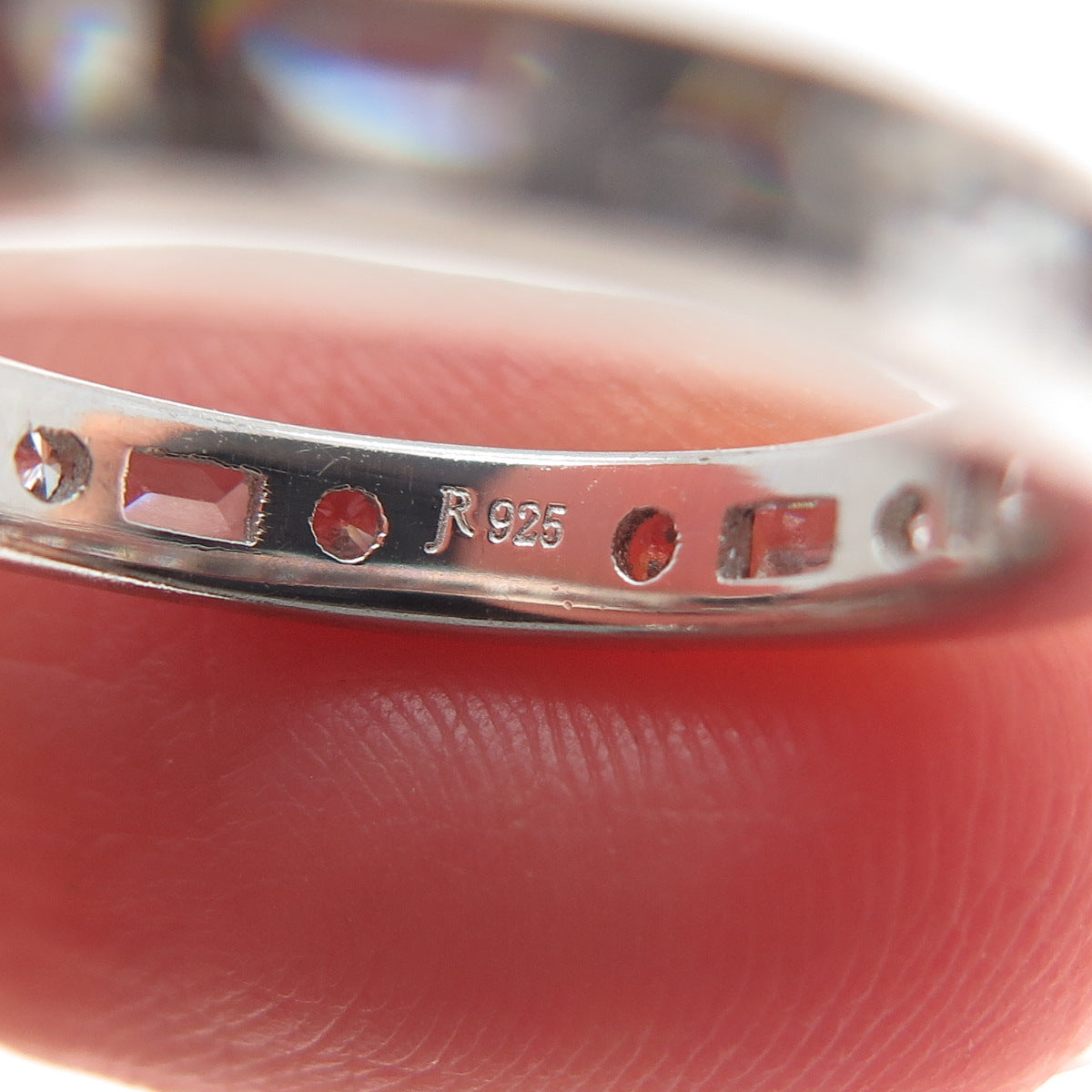 JOY & RACHEL 925 Sterling Silver Round Emerald-Cut C Z Eternity Ring Size 6.25