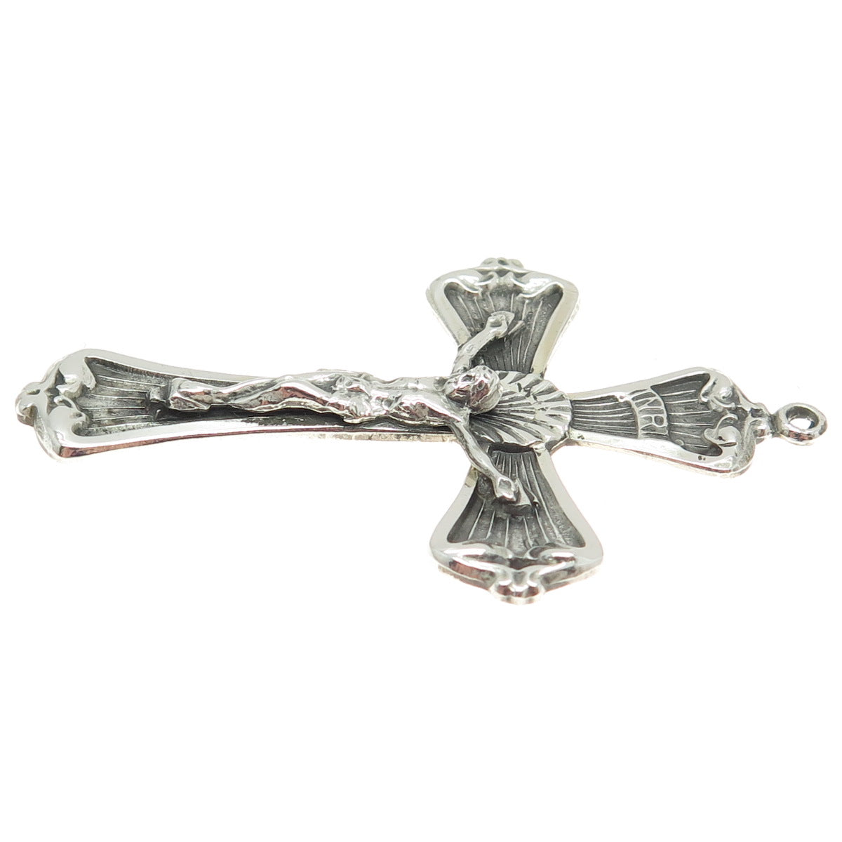 925 Sterling Silver Antique Art Deco Crucifix Cross Religious Pendant