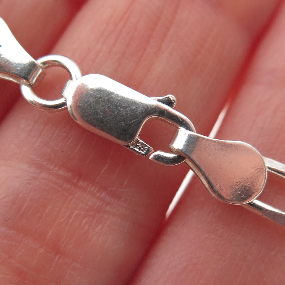 925 Sterling Silver Italy Figaro Chain Necklace 20"