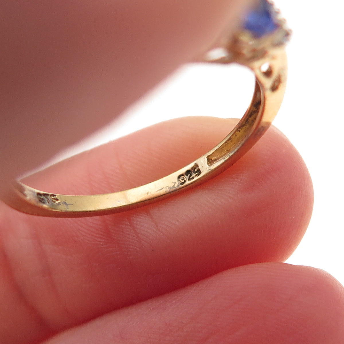 Chuck Clemency Sterling Silver Gold Plated Real Diamond & Tanzanite Ring Size 8