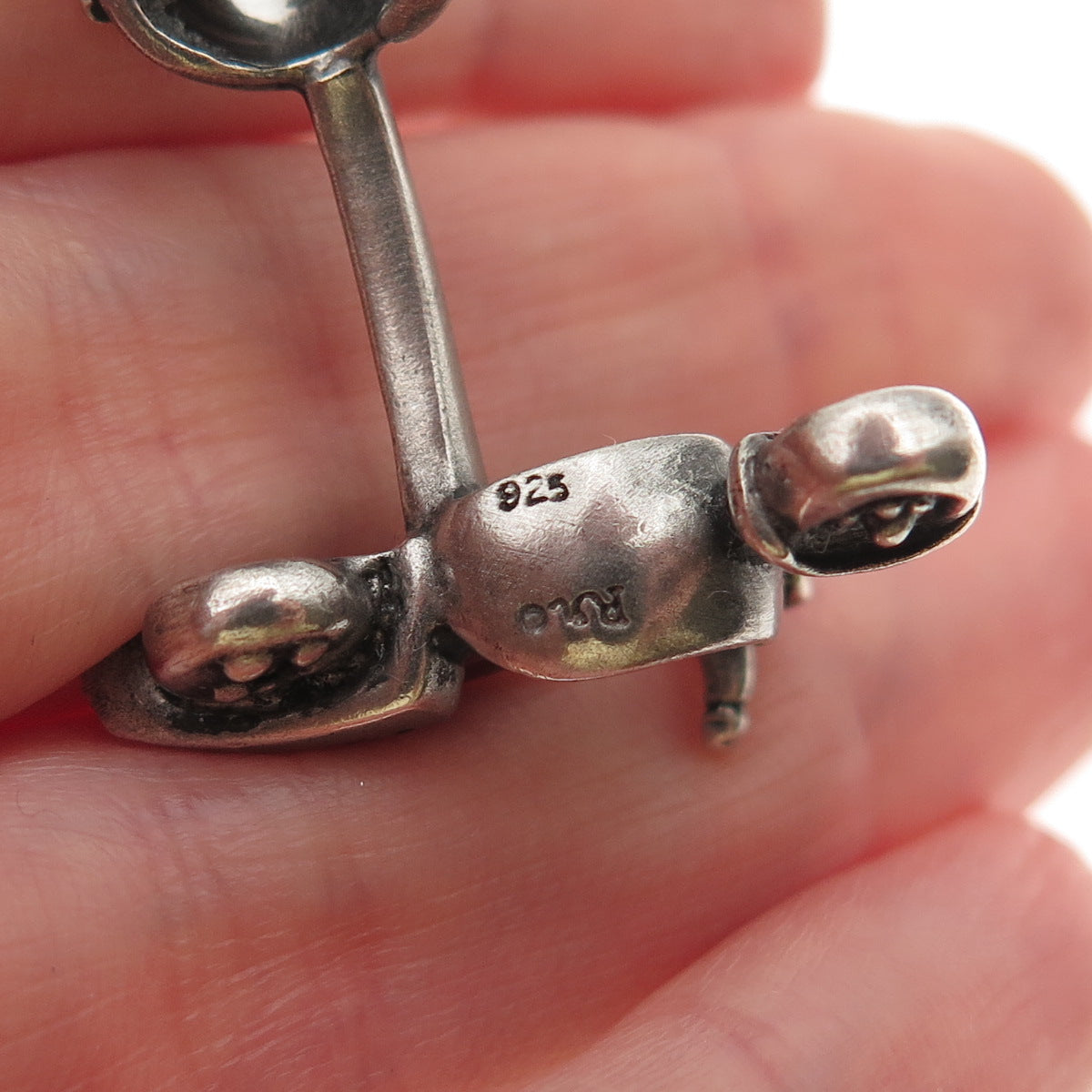 Robin Rotenier 925 Sterling Silver Vintage Scooter Oxidized Button Cufflinks