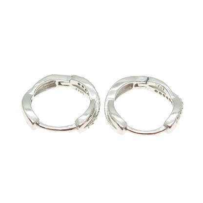 925 Sterling Silver Round-Cut Shaped C Z Infinity Huggie Earrings