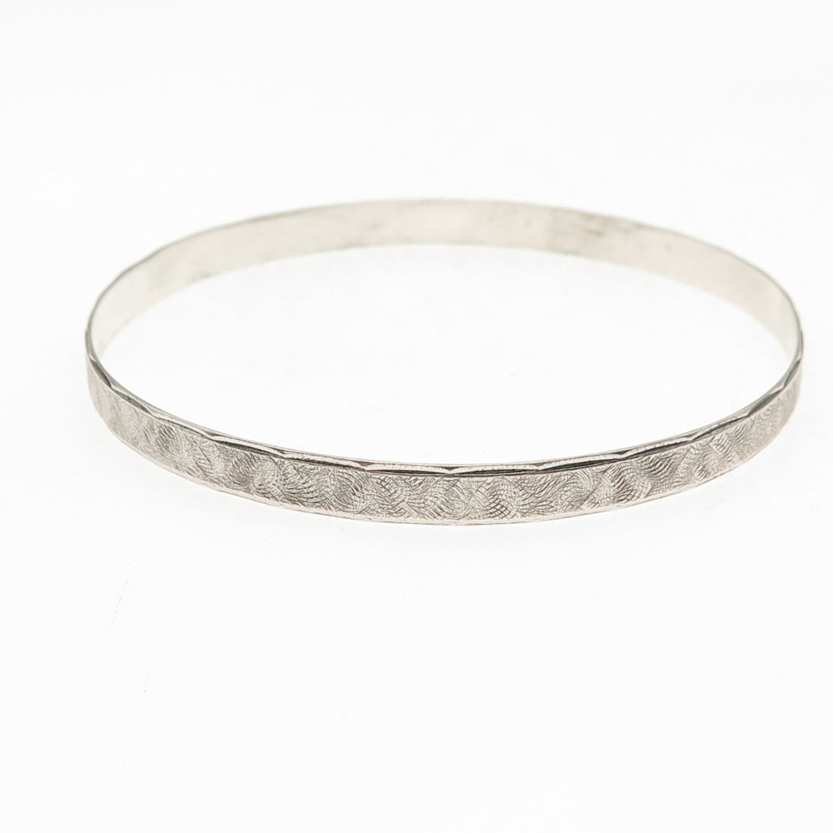 835 Silver Vintage European Textured Oxidized Bangle Bracelet 8.25"