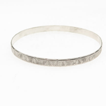 835 Silver Vintage European Textured Oxidized Bangle Bracelet 8.25"