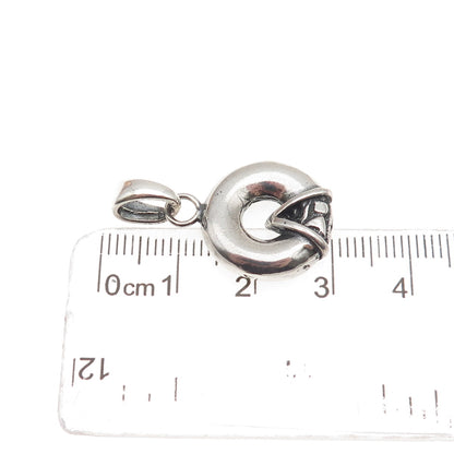 925 Sterling Silver Vintage Modernist Circle Oxidized Charm Pendant
