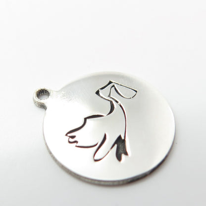 925 Sterling Silver USA Two In Town Stork Charm Pendant
