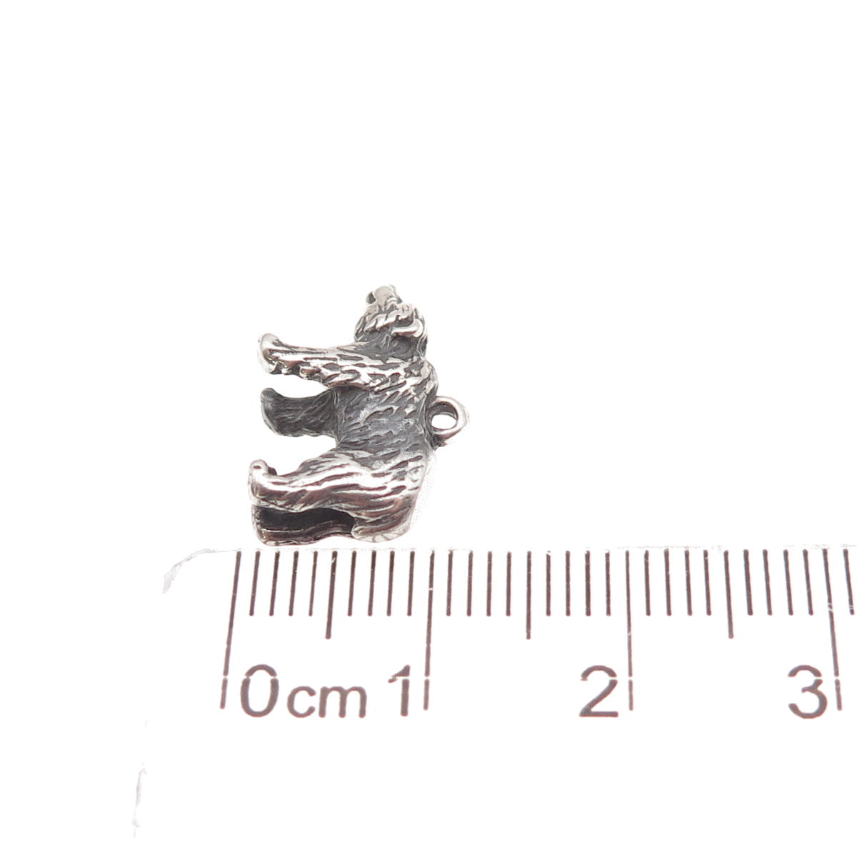 925 Sterling Silver Vintage Bear Oxidized 3D Mini Charm Pendant