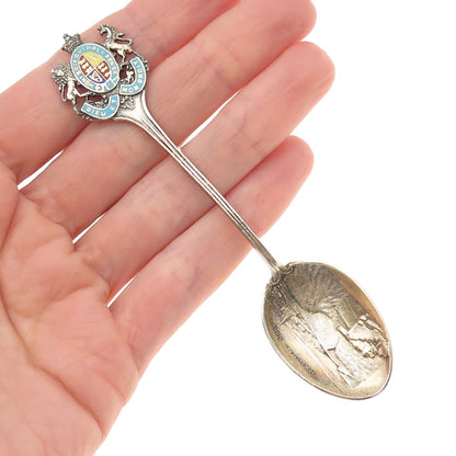 925 Sterling Antique Art Deco Canada Enamel Halifax Coat of Arms Coffee Spoon