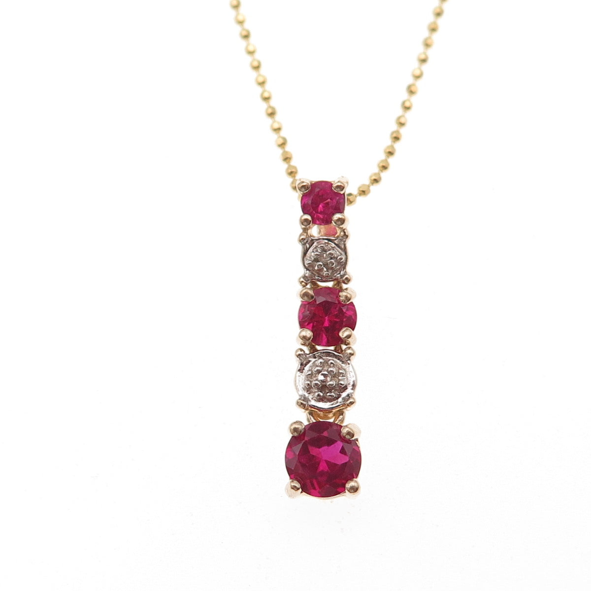 Ross Simons 925 Sterling Gold Plated Real Diamond Lab-Created Ruby Necklace 18"