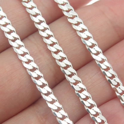925 Sterling Silver Italy Cuban Chain Necklace 16"