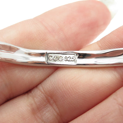 CHARLES GARNIER 925 Sterling Silver Real Clear Quartz Adjustable Bracelet 6.5"