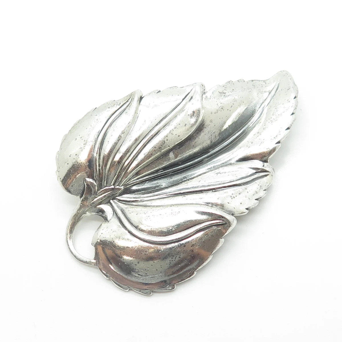 925 Sterling Silver Vintage Danecraft Leaf Floral Pin Brooch