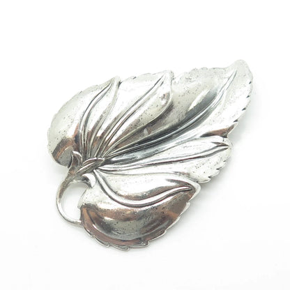925 Sterling Silver Vintage Danecraft Leaf Floral Pin Brooch