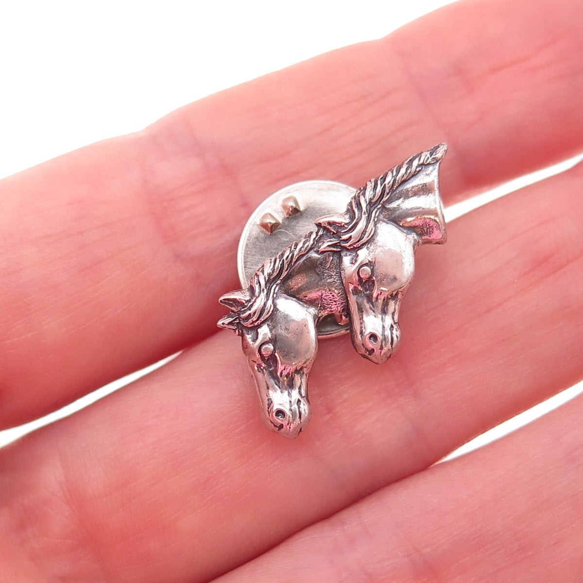 Beau & B.A. Ballou 925 Sterling Antique Art Deco Horse Couple Tie Tack Lapel Pin