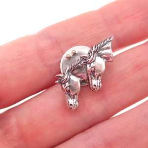 Beau & B.A. Ballou 925 Sterling Antique Art Deco Horse Couple Tie Tack Lapel Pin