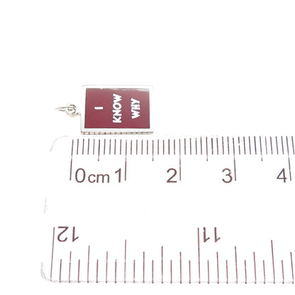 925 Sterling Silver Red Enamel I Know Why Minimalist Charm Pendant