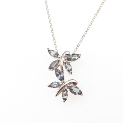 Chuck Clemency 925 Sterling Real Tanzanite Butterfly Cable Chain Necklace 20"