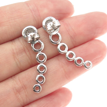 925 Sterling Silver Pave C Z Dangling Earrings